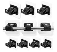 10 Pièces Supports de Tringle Auto-Adhésifs Transparent, Support de Tringle Transparent, Support Tringle Rideaux sans Percage, pour Tringle à Rideaux pour Salon, Salle de Bain, Chambre à Coucher(Noir)