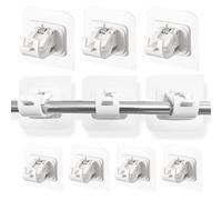 10 Pièces Supports de Tringle Auto-Adhésifs Transparent, Support de Tringle Transparent, Support Tringle Rideaux sans Percage,pour Tringle à Rideaux pour Salon, Salle de Bain, Chambre à Coucher(Blanc)