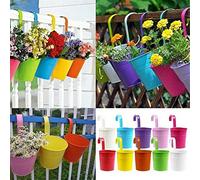 10 Pièces Suspendu Pots de Fleurs, Métal Fer Pot Fleur, Balcon Plante Jardin Plante, Pots, Seau Fleur Étui Mural Vase Clôture Fenêtre Chemin Décoration Maison Supplies
