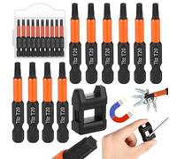 10 Pièces T20 Embout Torx T20, 50mm Embout Visseuse Aimanté avec Magnétiseur et Boîte, 1/4" Torx Bit Long, Embouts De Vissage pour Vis à Profil T, Marteau Perforateur, Visseuse Sans Fil