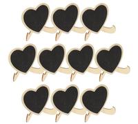 10 Pièces Tableau Noir Décoratif Cœur en Bois avec Support | Panneau à Lettres Effaçable, Base Stable Incluse, pour Restaurant, Boutique, Projets Créatifs et Fêtes