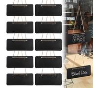 10 Pièces Tableaux Noirs à Suspendre 18 x 8cm Ardoises en Bois avec Corde de Jute Tableaux Craie Effaçables Réutilisable Stylé et Élégant pour École Restaurant Café Mariage Fête Décoration Messages