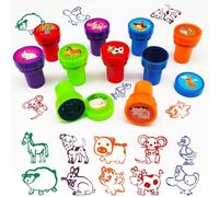 10 Pièces Tampons Enfants, Tampon Enfant Animaux,Animaux Coffret Tampon,Tampon Encreur Enfant,Tampon Enfant Dinosaures/Océan/Véhicules/Pelleteuses/Coeur,pour Fêtes D'enfants,Cadeaux D'anniversaire