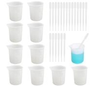 10 Pièces Tasses à Mesurer Silicone, 100 ml Verre Doseur Silicone Resine Epoxy, Tasses en Silicone pour Résine Set, Silicone Mesure Tasses, Mesurer en Silicone avec 20 Pipettes pour Résine époxy Art