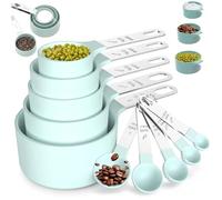 10 pièces tasses et cuillères à mesurer, ensemble de mesure de cuisine qualité alimentaire à échelle transparente avec poignée en acier inoxydable empilable et antirouille pour la cuisson, la cuis