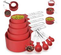 10 pièces tasses et cuillères à mesurer, ensemble de mesure de cuisine qualité alimentaire à échelle transparente avec poignée en acier inoxydable empilable et antirouille pour la cuisson, la cuis