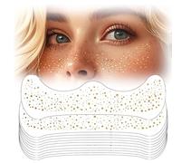 10 pièces Tatouages en Paillettes Pour Visage,Glitter Freckles Doré,Tatouage Visage Taches de Rousseur Pailletées Impermeable,Taches de Rousseur Tatouages Temporaires pour Femmes-QBT019