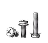10 pièces tête cylindrique trois vis combinées M5 tête ronde croisée avec vis de rondelle Kit de boulons en acier inoxydable 304(M5x55(10pcs))