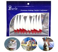 10 pièces tête Rouge Corps Blanc T Queue appât 6.3 cm ver Swimbait Accessoires de pêche