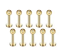 10 pièces Titane anodisé Acier Inoxydable 3mm Boule Labret Monroe Anneau à lèvres/Tragus//Cartilage Boucle d'oreille Goujon haltère Or
