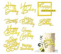 10 Pièces Topper Happy Birthday, Acrylique Paillettes Cupcake Toppers, Topper Gateau, Cake Topper pour Décorer Le Gâteau d'anniversaire pour Enfants, Adultes, Mère