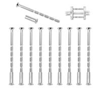 10 Pièces Vis Poignee Porte M4, De Fixation Boulons Connexion Avec Boulon Kit Et Manchon Douilles Raccordement Manchons Universels Liaison Meuble Nickelée Écussons Armoire Tiroirs Argent Nickel 60mm