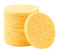 10 Pièces Visage Nettoyage Éponges en Cellulose, Visage Lavage Démaquillage Éponges, 8cm Cosmétiques Éponges, Maquillage Beauté Eponge Houpette Faciales (Rond, Jaune)