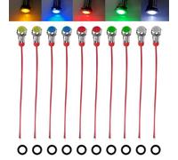 10 Pièces Voyants LED 6mm 12-24V, Indicateur LED Panneau Métal, Témoin d'Avertissement Étanche pour Véhicules, Bateaux, Voitures Miniatures, Voitures Télécommandées, Rouge, Orange, Bleu, Vert, Blanc