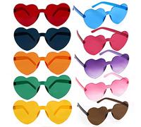 10 Pieza Corazón Gafas, Gafas de Sol con Forma de Corazón, Gafas de Sol Transparentes Color, Caramelo Gafas de Sol, Gafas de Fiesta de Carnaval, de Navidad, Adultos/Niños/Niñas