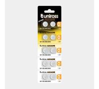 10 Piles AG8 / LR55 / LR1120 Uniross Alcaline 1,5V