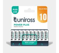 10 Piles Alcalines AAA / LR03 Uniross Power Plus