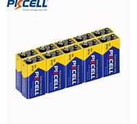 10 piles PKcell 9V 6F22 9 V sèches Non rechargeables comme PPP3 6lr61 pour télécommande détecteur de fumée alarme Microphone