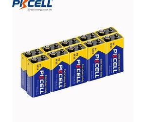 10 piles PKcell 9V 6F22 9 V sèches Non rechargeables comme PPP3 6lr61 pour télécommande détecteur de fumée alarme Microphone