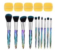 10 Pinceaux De Maquillage Et 5 Houppettes À Poudre, Outils De Beauté, Pinceaux De Maquillage Multifonctionnels, Peuvent Être Utilisés Pour Le Blush, Le Fard À Paupières, Les Sourcils, Etc.