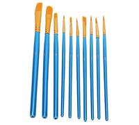 10 Pinceaux de Peinture Bleu Nacré, Nylon, Manche en Bois de Bouleau, Brosse pour Aquarelle et Huile - Pointe Élastique, Large Absorption, pour Artistes et Loisirs Créatifs