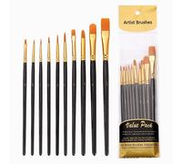10 Pinceaux Peinture Acrylique Poils Nylon Peinture L'huile Aquarelle Dessin Artistes Enfants Adultes Loisirs Créatifs Rentrée Scolaire Fournitures Bureau Corps Visage Roche Toile œuf Pâques (Noir)