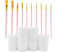 10 Pinceaux Peinture Acrylique Set Pinceaux Maquillage Pour D¿¿Butants Plus 10 Eponge Maquillage Pour Halloween Et Le Carnaval Visage