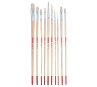 10 pinceaux - Peinture huile et acrylique - Rond - Langue de chat - Plat - Natur