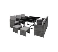 10 Places salon de jardin encastrable avec housse de protection gris assise confortable entretien facile