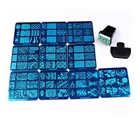 10 plaques d’ongle Finger Angel + 1 lot de tampon et grattoir pour Nail Art