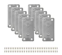 10 × Plaques d'Assemblage Perforée Plates (80×40×1,75mm) avec 60Vis, Fixation Droits Plats Plaques, Connecteurs Equerre Fixatio Plats, Connecteur Plaques de Raccord, Plaques Perforées, Connecteur Bois