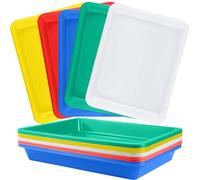10 Plateau Plastique, 28x21cm Plateaux Service Organisateur Anti-Dérapant 5 Couleurs, Bac Sensoriel Enfant Plateaux Activités Jeu Rectangulaire pour Travaux Manuels, Peinture, Artisanat, École, Maiso