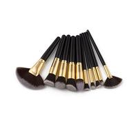 10 poignées en bois sur les marchandises, un ensemble d'ensemble de brosses de maquillage de ventilateur cosmétique professionnelle (D)