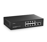 10 Port Gigabit PoE Switch, 8 Port PoE+ and 2 Uplink, 10/100/1000Mbps, IEEE802.3af/at Max 120W, Fanless Unmanaged Plug&Play Ethernet Switch