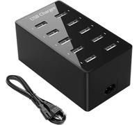 10 Port Multi Charger Desktop Usb Charging Station Smart Port For Iphone 12/13/14, Samsung S24 Ultra/Z Flod/Z Flip, Xiaomi, Ipad, Ipod