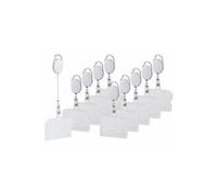 10 porte-badges avec clip de fixation et enrouleur - Blanc