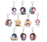 10 Porte Clés Kimetsus No Anime Figurine Nezuko Shinobu Douma Keychain Pendentifs Decor Acrylique Porte Clef Set