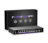 10 Ports 2.5Gb Commutateur Ethernet Non géré avec 8 Ports 2.5G Base-T + 2 Ports 10G SFP+. Commutateur réseau NICGIGA 8 Ports 2.5Gbps pour NAS/PC 2.5Gbps, WiFi6 Routeur, sans Fil AP.