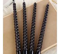 10 pouces 2,0 * 25 cm Ensemble de bougies cônes noires (4 pièces), véritables bougies cônes sans coulure, temps de combustion de 8 heures, combustion propre, bougies élégantes pour dîner et mariage (d