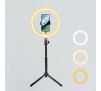 10 pouces 3 couleurs Anneau lumineux selfie gradable avec trépied, grande taille portable éclairage réglable pour photographie, maquillage, diffusion en direct, compatible avec smartphone Taille Uniqu