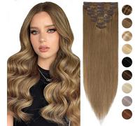10 Pouces Extensions A Clip Cheveux Naturel - #6 Châtain Clair - 8 PCS [Epaisseur Fine] Rajout Cheveux Lustrés Raide