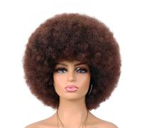 10 Pouces Perruque Afro Synthétiques Courtes Bou s pour Fêtes Cosplay D'aspect Naturel Perruques aux Boucles Serrées pour Femmes Hommes