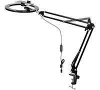 10 Pouces Support D'éclairage Annulaire 3 Couleurs Réglables Pince De Bureau Suspension À Bras Articulé Support À Ciseaux Assistance pour Webcam pour Chase Drama/Watch The Game