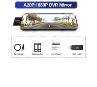 10 Pouces Voiture Dvr Voiture Écran Tactile Enregistreur Vidéo Double 1080p Rétroviseur Avant Et Arrière Hd Vision Nocturne Caméra Miroir Black 32g