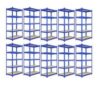 10 Rayonnages Q-Rax Bleus en Métal 120 x 45 x 180 cm 100% Sans Boulons Bleu G