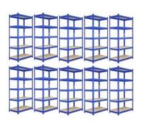 10 Rayonnages Q-Rax Bleus en Métal 120 x 45 x 180 cm 100% Sans Boulons Bleu
