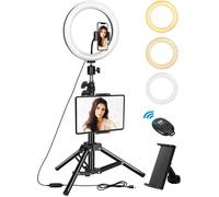 10"" Ring Light 1,34m Bluetooth Lumière Anneau avec Trépied Grand 128 LEDs 3 Couleurs 10 Intensités Ring Light avec Trépied