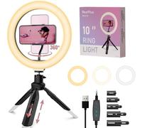10"" Ring Light Avec Trépied, Trépied Smartphone & Caméra, Avec 3 Effets De Lumière Et 10 Luminosités, Pour Téléphone, Mini Caméra, Tiktok, Youtube, Live Streaming, Vidéo, Cadeaux N[HDM5235846]