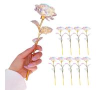 10 roses en or 24 carats pour elle - Cadeau floral pour petite amie, maman, femme, fleurs éternelles - Cadeau romantique pour anniversaire, jubilé, Saint-Valentin