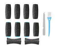 10 Rouleaux de Remplacement Compatibles Velvet Smooth - 2 Formes (Concave/Convexe) & 3 Rugosités - Recharge pour Râpe à Pieds Électrique, Pédicure - Inclus Lime à Ongles et Brosse de Nettoyage